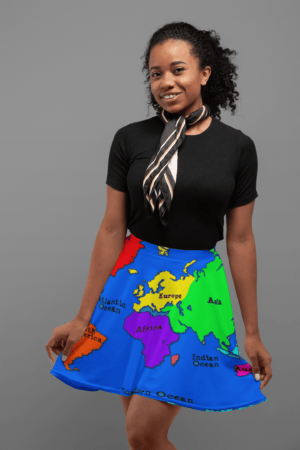 Map of the World Skater Skirt