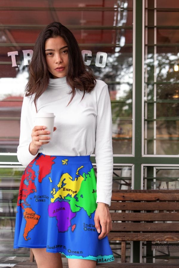 Map of the World Skater Skirt - Image 2