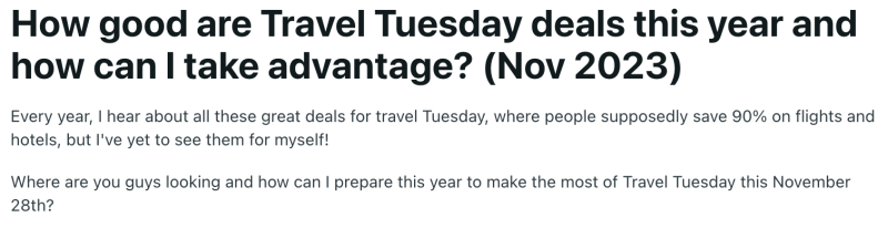 Travel Deal Tuesday Reddit