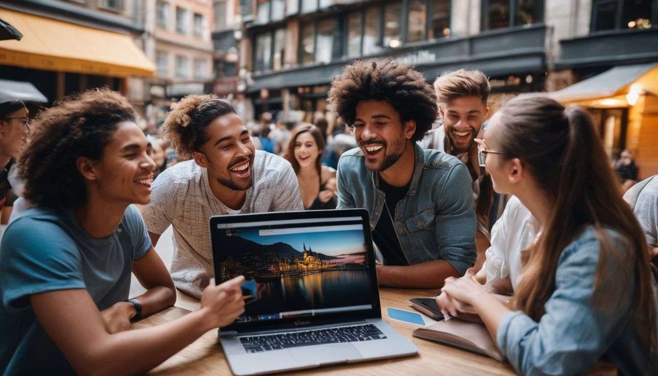 A group of students planning a trip searching for best student discounts for travel. A group of students planning a trip searching for best student discounts for travel.