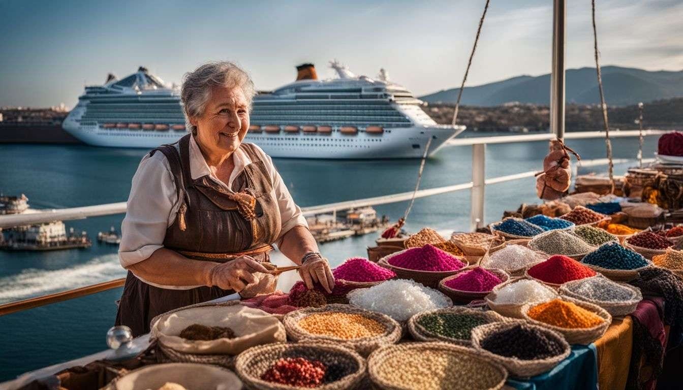 A local vendor selling handmade goods next to a cruise ship port. Avoid tourism leakage by supporting a local vendor selling handmade goods next to a cruise ship port.