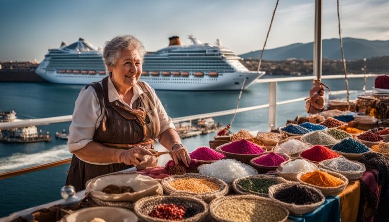 Avoid tourism leakage by supporting a local vendor selling handmade goods next to a cruise ship port.