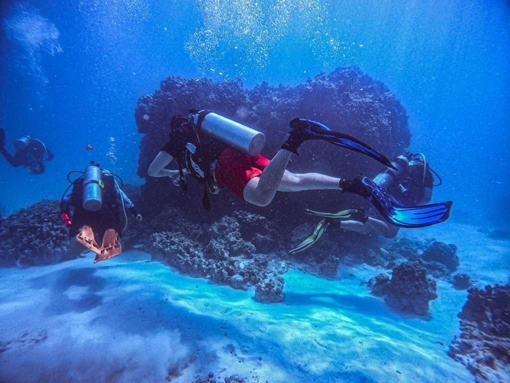 a woman snorkeling while pregnant
