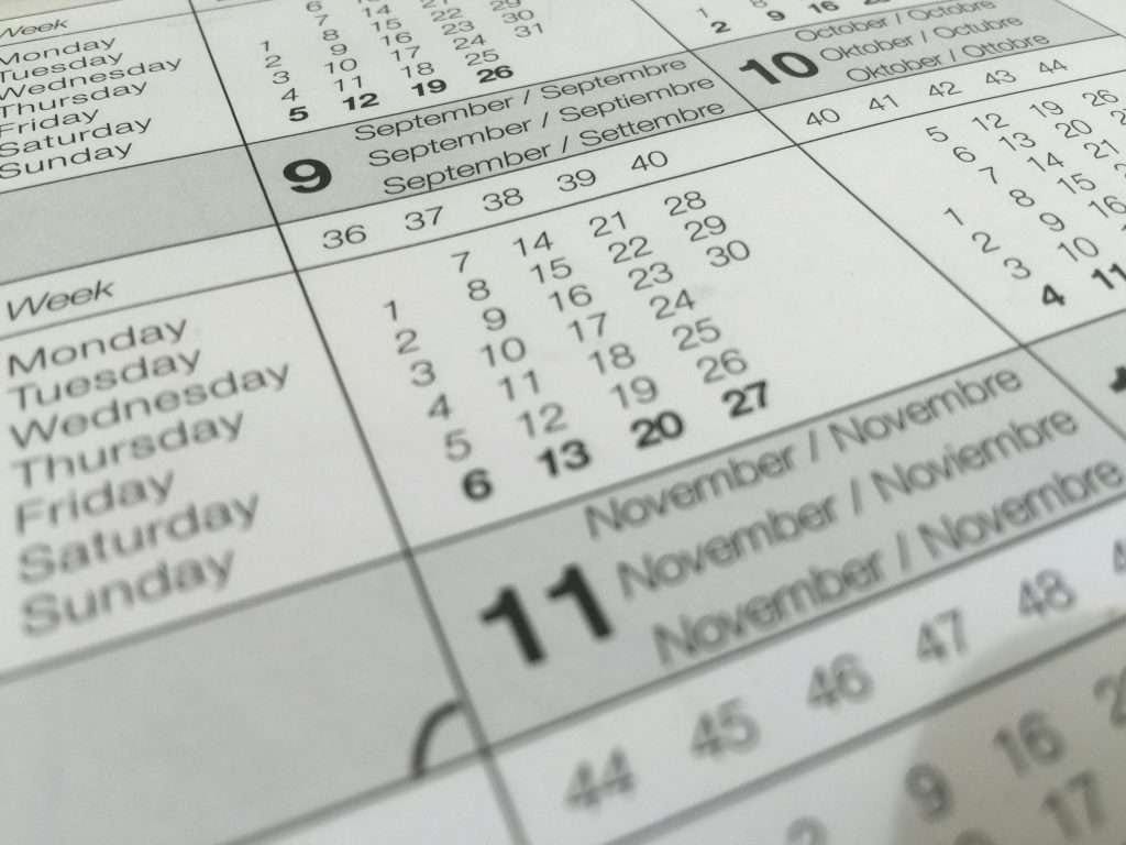Marked Wall Calendar in Office Workspace calendar for miles tracking