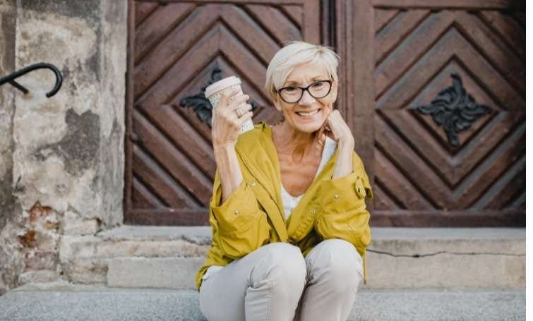 an old woman sitting