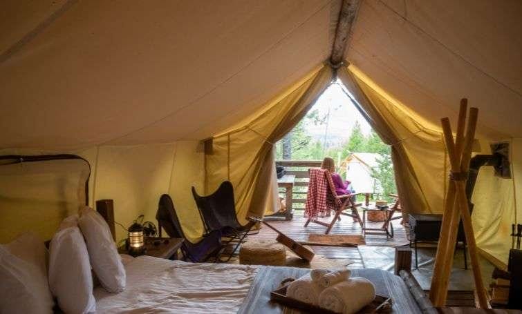 a cozy glamping pod