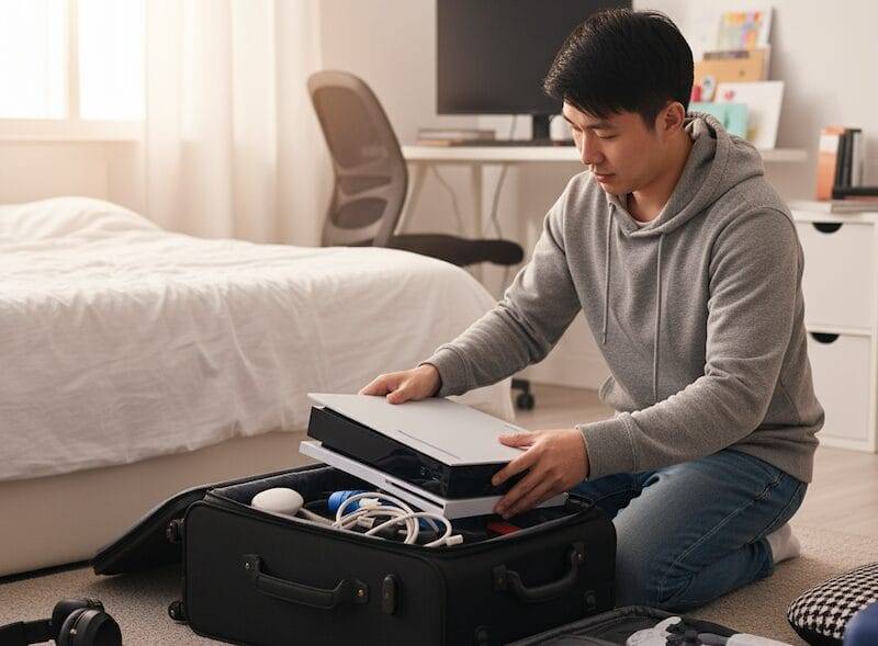 man packing PS5 TWD