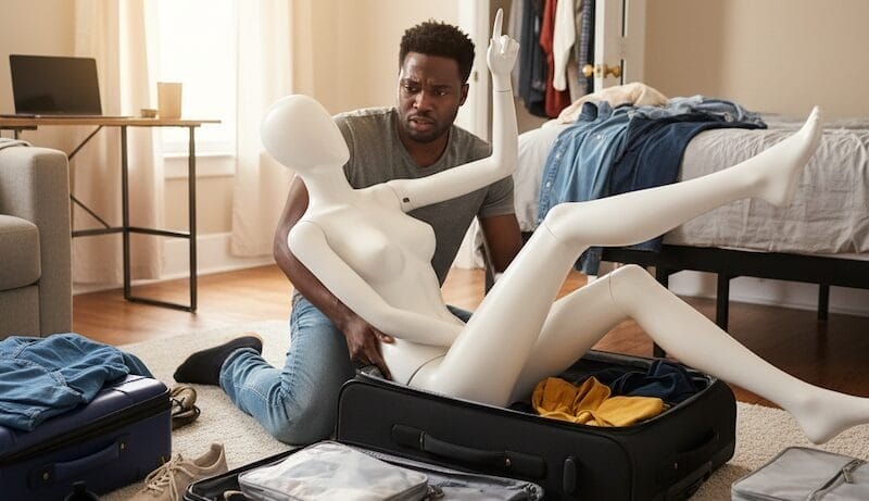 man packing mannequin TWD